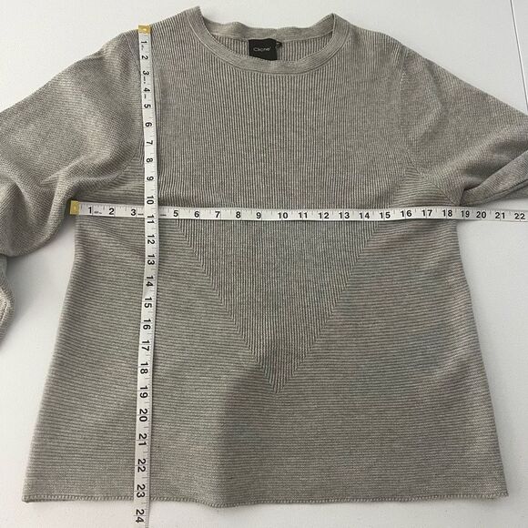 Cliche Gray Ribbed Wool Blend Quarter Tie Sleeve Crew Neck Sweater Top Medium - Picture 11 of 12